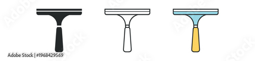 Squeegee icon set. window cleaner, glass, wiper, scraper, squeegee tool, streak-free. line, flat and colored vector icon set.