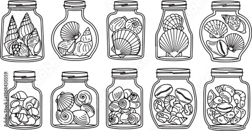 A collection of antique glass bottles with intricate engraved designs Vector