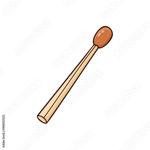 Single wooden match with red tip isolated on white background for starting fire or ignition