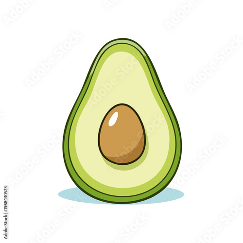 Healthy Sliced Avocado with Pit Graphic Illustration