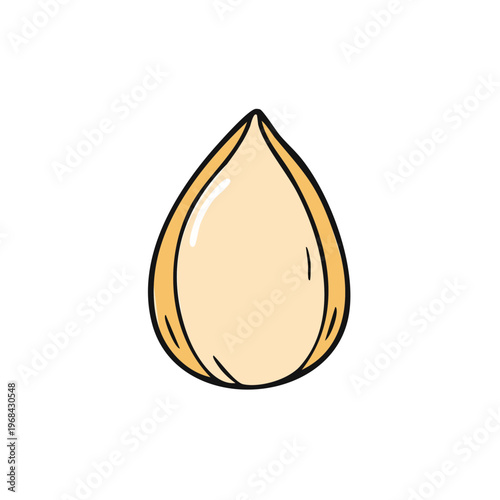 Single teardrop shape with yellow outline and light tan fill isolated