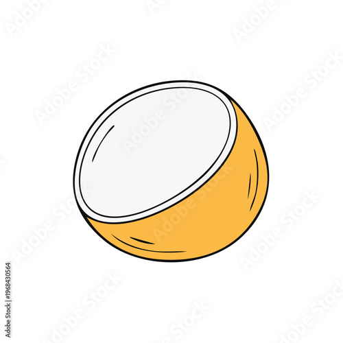Stylized hand-drawn illustration of a halved orange or lemon, simple graphic element