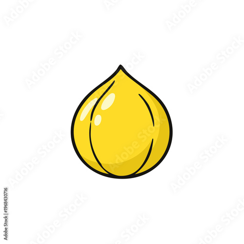 Bright Yellow Onion Cartoon Illustration Simple Vegetable Design