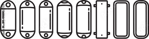 A series of minimalist drawn shopping bags with handles arranged in a row Vector