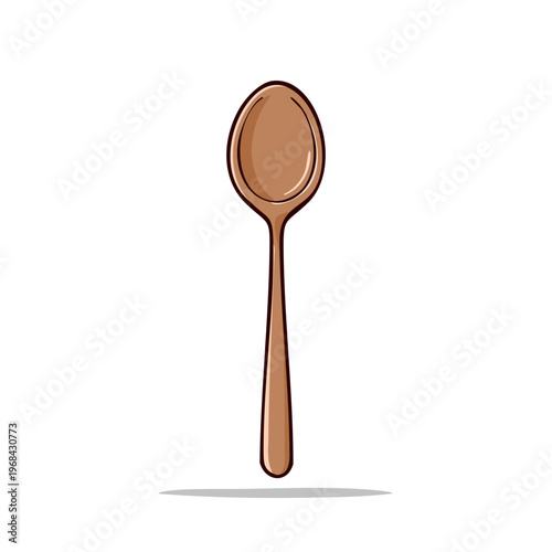 A simple wooden spoon with a smooth bowl and long handle shown from a straight on perspective