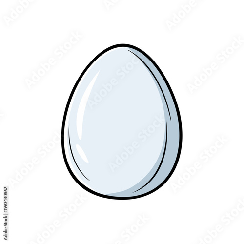 Simple stylized white egg with black outline and subtle shading isolated on white