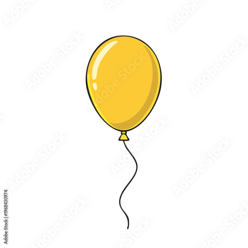 A single yellow balloon floats gracefully on a thin string against a plain background