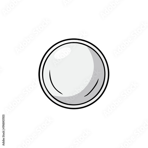 Simple Glossy White Circle Icon with Thin Outline and Subtle Shadow