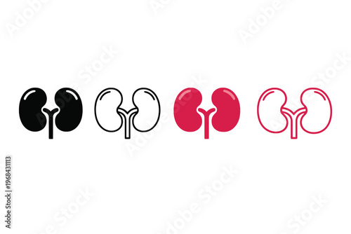 Stylized Human Kidney Icon Set