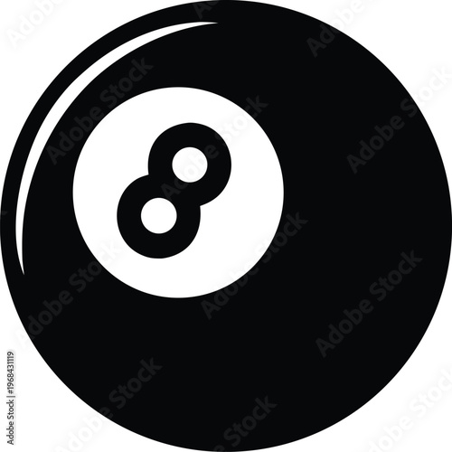 Eight ball pool billiards game simple vector icon