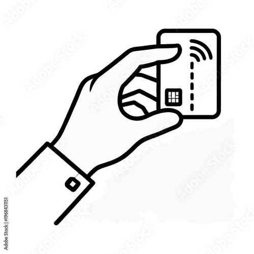 Vector of a hand holding a contactless payment card with wi-fi symbol