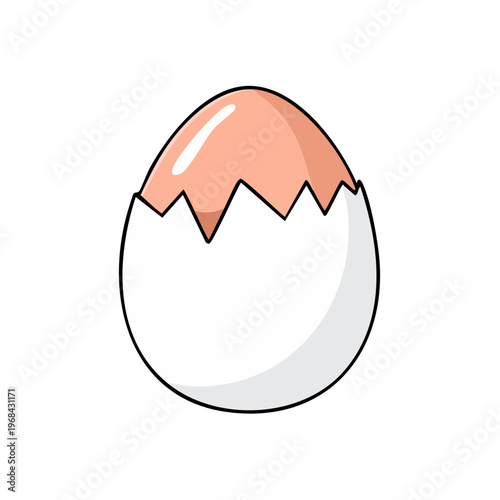 Cracked Open Egg with Pink Yolk Isolated on White Background Simple Graphic