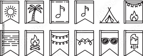 A collection of simple line drawings depicting various objects and concepts Vector