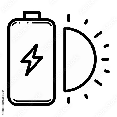 Vector icon displays a rechargeable battery next to a wireless charging symbol
