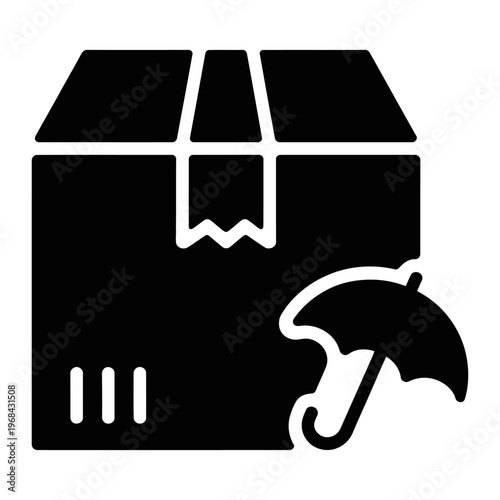 Package protected by an umbrella is depicted in this vector