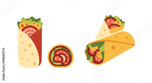 Meat Wrap Line art vector set abstract minimal shapes illustration