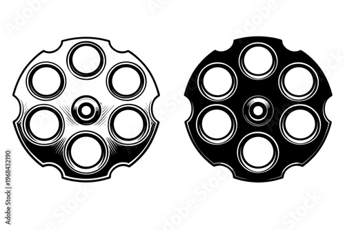 Revolver Cylinder Silhouette Vector"