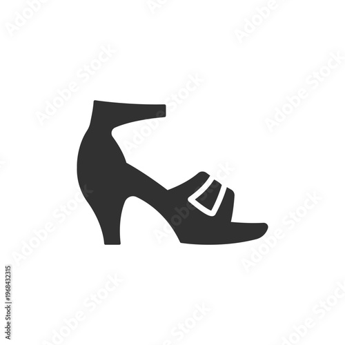 Women high heel shoes icon. Elegant fashion footwear symbol. Monochrome black and white symbol