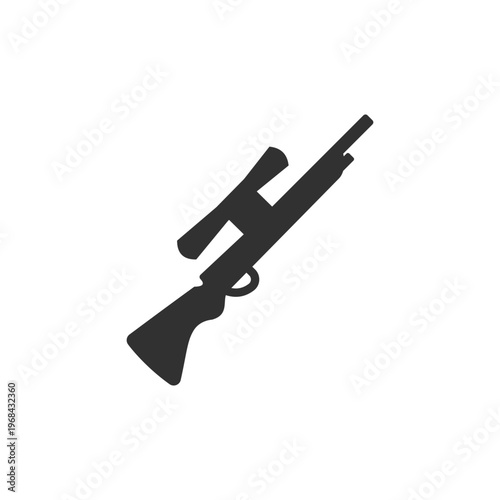 Hunting rifle icon. Firearm weapon and hunting equipment concept. Monochrome black and white symbol