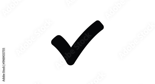 Simple black check mark illustration against a white background silhouette