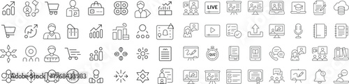 Online Education and E-Learning UI Icon Collection with Video Lectures Digital Books Graduation Student Profile Webinar Online Quiz and Virtual Classroom Symbols for Apps