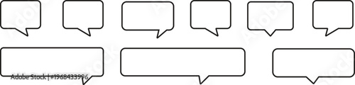 Minimalist Black Outline Speech Bubble Set for Chat Notification Messaging App Interface Graphic Design Communication Symbols and Comment Boxes Collection for Web