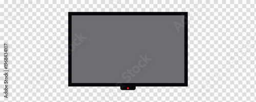 Flat screen television with black bezel and red power indicator on transparent background, modern electronic device for entertainment.