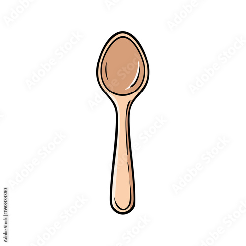 Simple wooden spoon illustration on a clean white background