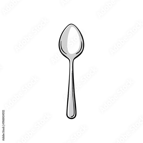 Classic Spoon Illustration Isolated Object Reflective Metal Utensil