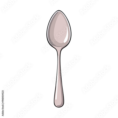 Simple illustration of a polished metal spoon with a smooth oval bowl and long handle