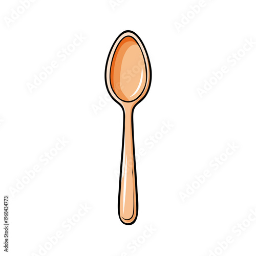 Simple illustration of a single orange spoon with a smooth oval bowl and a long handle