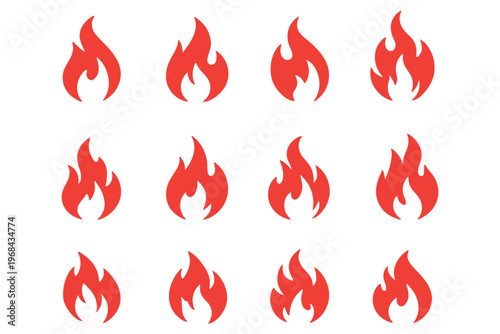 Fire flame icon vector design symbol. Set of fire icons. Flame design of different shapes. Vector illustration eps 10