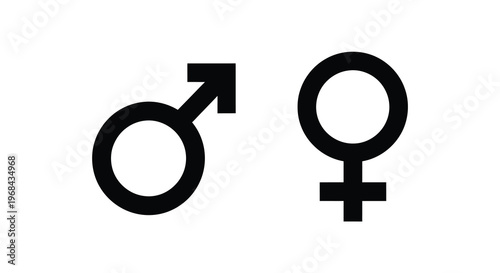 Male and female gender symbols displayed in a stark black silhouette