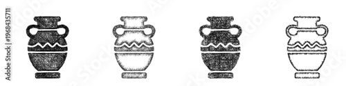 Sketch ancient pottery icon design set
