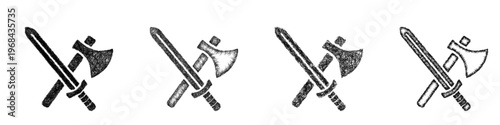 Sketch ancient weapon icon design set