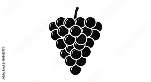 A simple black silhouette of a bunch of grapes hanging down