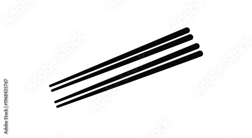 Three black chopsticks resting diagonally a minimalist graphic silhouette