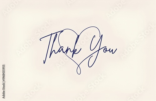 Elegant Thank You Script with Heart Shape Minimal Typography Design