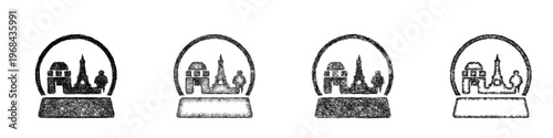 Sketch souvenir icon design set