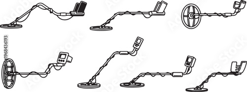 Various types of personal mobility devices in a simple line drawing illustration Vector
