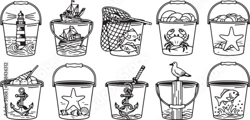 Illustrations of various antique glass bottles with unique designs and engravings Vector