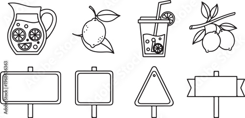 Simple line drawings of household items and creatures with expressive faces Vector