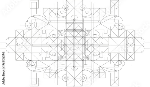 Geometric Abstract Art with Intricate Lines and Symmetrical Patterns for Modern Digital Design