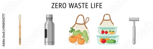 Zero waste lifestyle concept illustration.