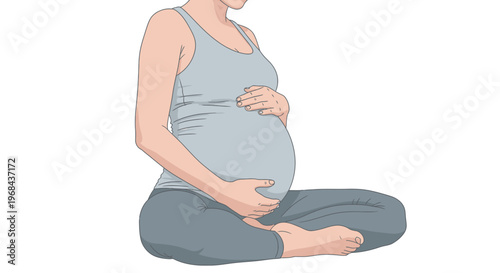 Pregnant woman sitting in lotus position, expecting mother