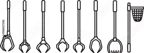 A collection of various types of scissors with different handles and blade designs Vector
