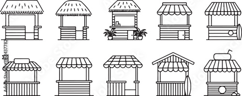 Illustrations of various types of traditional steam locomotives Vector