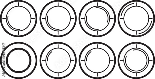 Concentric circles with radial lines and varying intersections Vector
