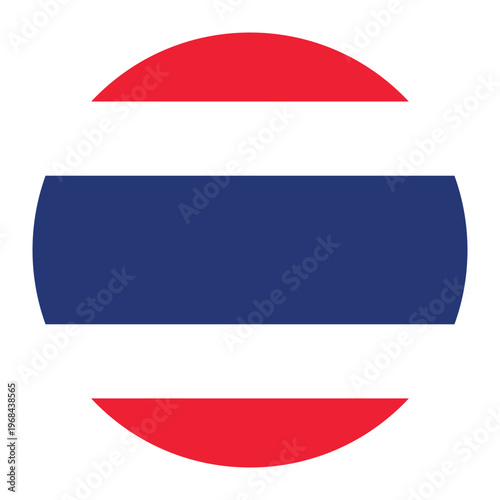 Round flag of Thailand icon isolated on white background.
