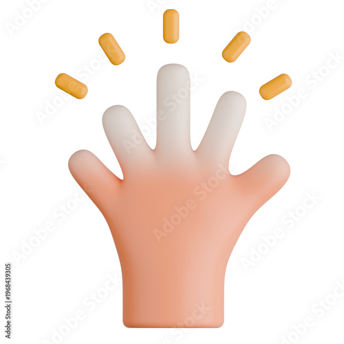 3D Raynaud Syndrome Hand with Pale Fingers Illustration.